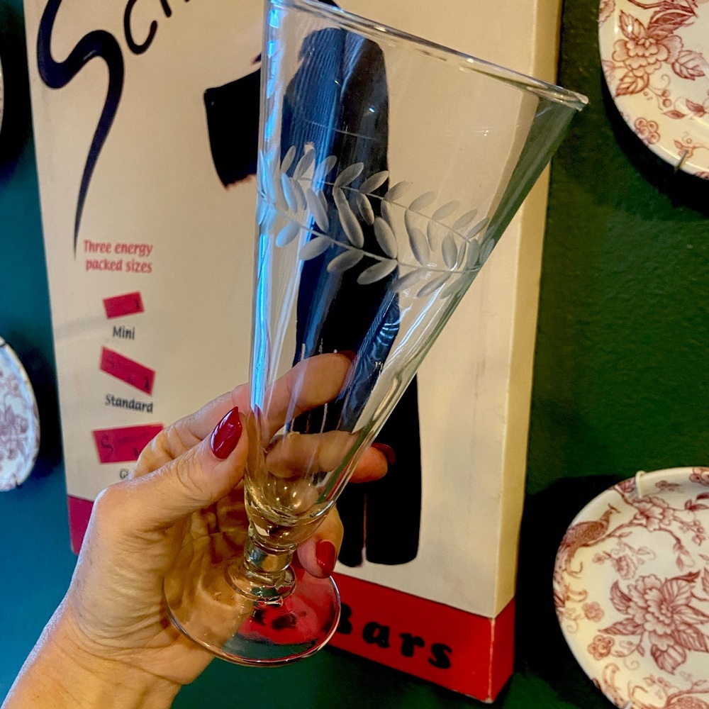 Laurel (Gray Cut) by anchor hocking Pilsner glass 7.5”